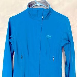 Mountain Hardwear Women Sz M Blue Soft Shell Stretch Jacket Full Zip Outdoor